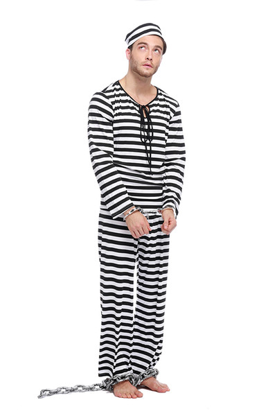 GLAMCARE Halloween Striped Parent-child Prisoner Costume Parent-child Party Service Zombie Vampire Stage Dress Men