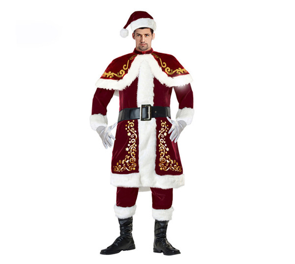 Mens Cosplay Santa Claus Christmas Costume Cosplay Adults Uniform Party Male Costume Christmas Plus Size M-XXL