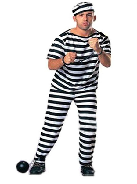 Black and white stripe prison garb clothes Cosplay dress Performance stage clothes Man garb clothes GN C017