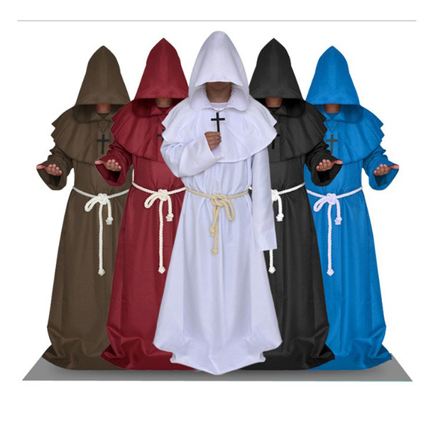 Men Designer Costumes Halloween Costumes Medieval Monks Robes Priests Christian Churches Clothing Mens Priest Costume