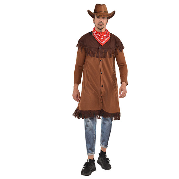 Halloween Costumes Masquerade Mens Cosplay Indian Western Cowboy Novel Costumes Mens Characters Paying Coats Fashion Theme Costumes