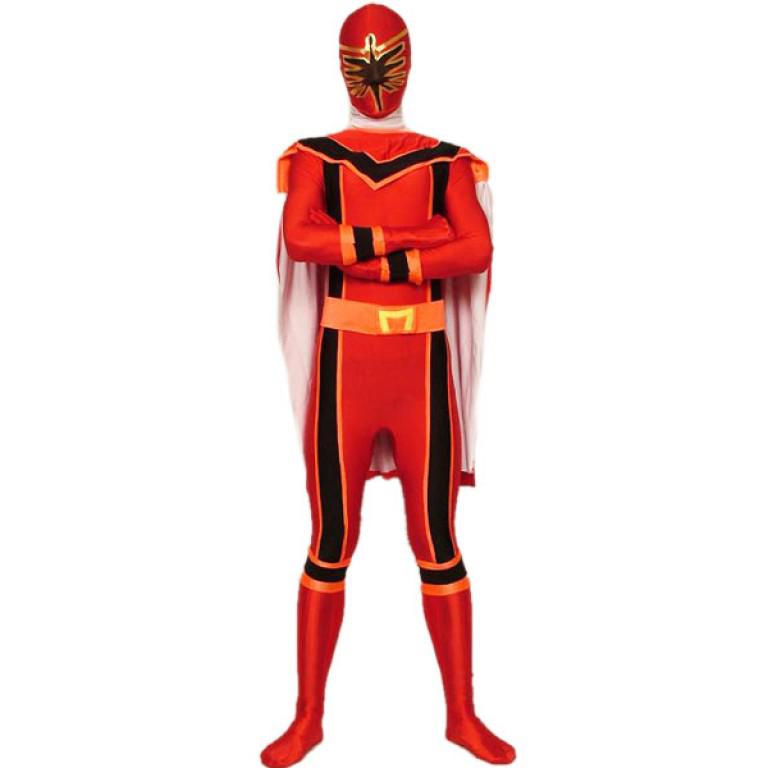 Red spandex tights pan-coating dinosaur fighter performance clothing Halloween masquerade dress props cosply