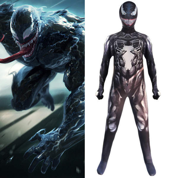 NEW Fancy Halloween Uniform Cosplay Designer Mens Jumpsuit for Halloween Venom Role-playing Suits Movie Character Venom Mens Clothing