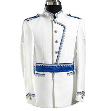 prince white royal mens period costume Medieval suit stage performance /Prince charming fairy William /civil war/Colonial Belle stage