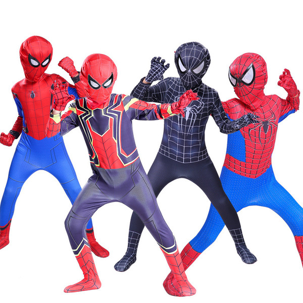 Spider Man Cosplay Costume Halloween Costumes For Boy Girl Black Superhero Fancy Kids and adult spiderman homecoming suit