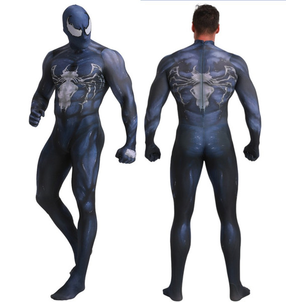 Venom Spiderman Cosplay Costume 3D Original Movie Superhero Costume SuperMan FullBody Zentai Suit Hood Separated