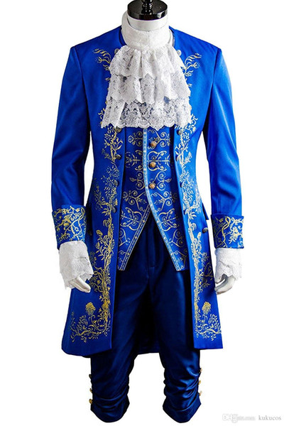 Kukucos Mens Halloween Prince Dan Stevens Blue Uniform Beauty and Beast Cosplay Costume Outfit Suit Retro Style