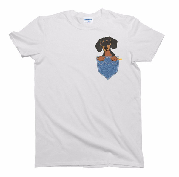 Algodão de Manga curta Hip Hop T Shirt T-Shirt do Presente de Aniversário Do Cão Dachshund Bonito Engraçado Bolso Unisex Dos Homens slim Fit