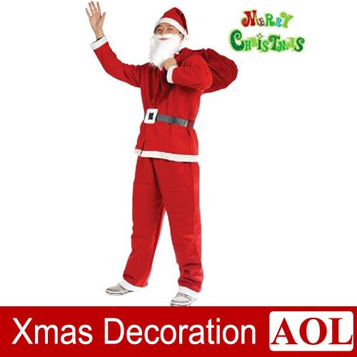 New Arrival Men 160-180cm 5Pcs sets of Christmas Santa Claus Suit costume party performance apparel Christmas Clothes Sets nonwoven