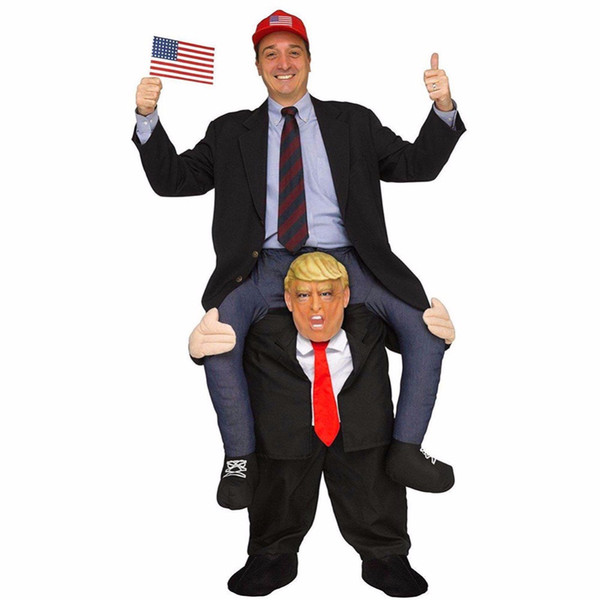 Novelty Costumes Adult Pants Dress Up Ride On Donald Trump Shoulder Mascot Costumes Carry Back Fun Cosplay Clothes DK7091CP