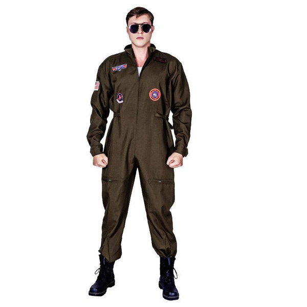 New Arrival Men's Top Gun Costume Masquerade Gun Jumpsuit Carnival Party Performance Movie Strong Clothing For Male Suits