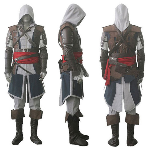 Assassin's Creed IV 4 Black Flag Edward Kenway Cosplay Costume Whole Set Custom Made Express 