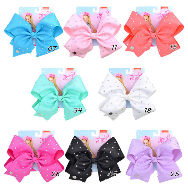 INS Jojo Swia Baby Girls Hair Bows Solid Bowknot Ribbon Hairpin Kids Hairgrip Crystal Drill Hair Clip Barrette Hair Accessories A12242 hot