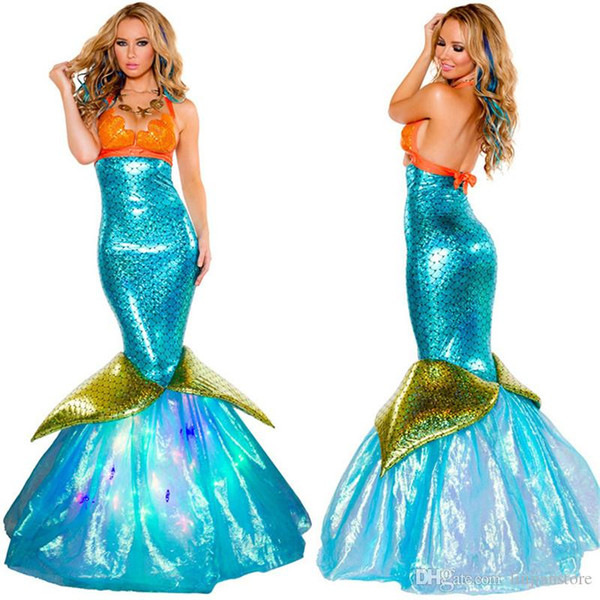 Halloween Womens Mermaid Costume Sexy Party Dress Theme Costume Backless Girl Suit