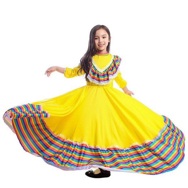 Girls Amazing Jalisco Traditional Guadalajara Mexican Folk Dancer Costume