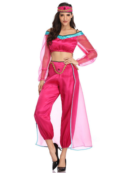 Halloween Movie Theme Costume Womens Princess Jasmine Cosplay Aladdin Ladies Cosplay Set