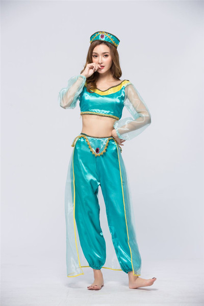 Cosplay Womens Princess Jasmine Halloween Movie Theme Costume Aladdin Ladies Cosplay Set