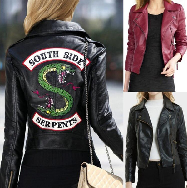 Free shipping Cosplay Costume jacket South side serpents Riverdale PU Leather Jackets costume Women Riverdale Streetwear Leather outwear