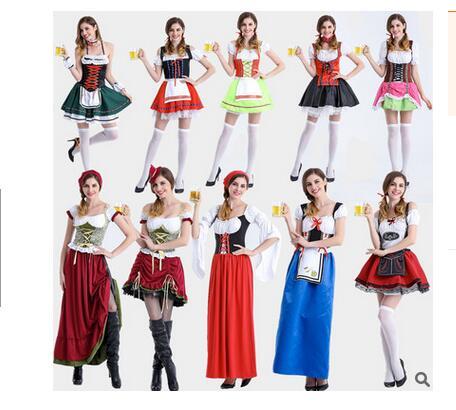 Wholesale Halloween Service Uniforms Temptation Beer Girl Oktoberfest Costume German Wench Fancy Club Bar Dress Cosplay For Party