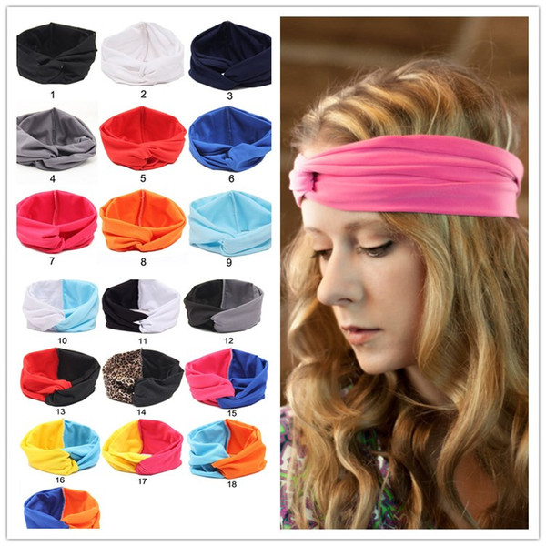 Women Girls Bohemia Headband Head Wrap Ear Warm Hairband Patchwork Color Cross Hair Band Hair Accessories Fashion Elastic Headwrap