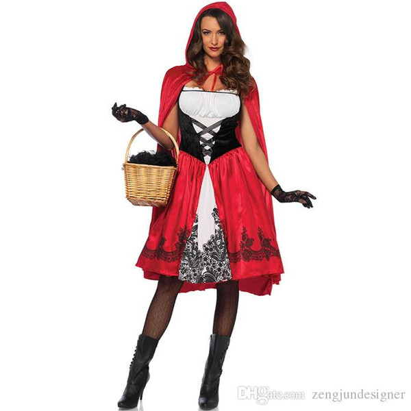 Little Red Riding Hood Halloween Womens Festival Designer Dresses Fashion Style Cute Theme Costume Caual Apparel