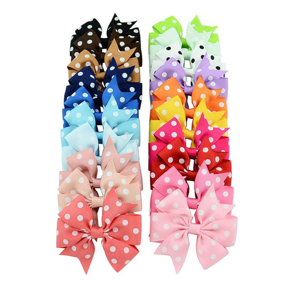 Baby Girl Ribbon Bows Hair Clip Dot Bowknot Designer Hairpin Children Bow Barrettes Hairclip Fashion Girls Hairpins Hair Accessories 20Color