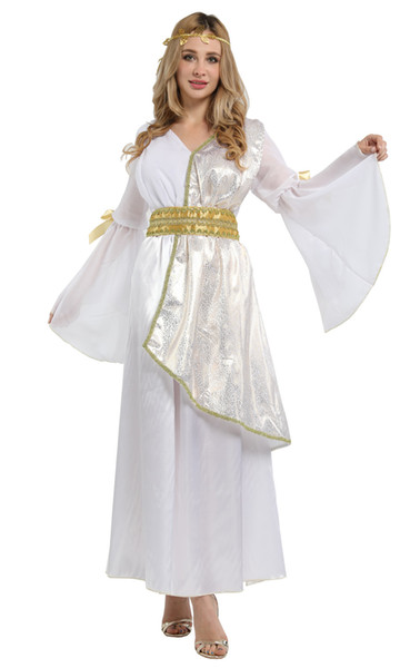 Shanghai Story Halloween White Egyptian princess queen costume Greek goddess dress Sexy Roman Queen Cosplay for women