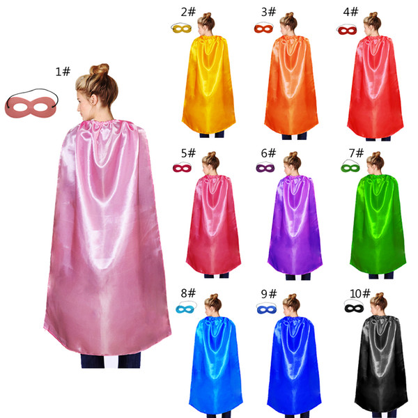 43.5 inch Plain Colorful Capes and Mask Set Holiday Party Favor Superhero Capes Adult Cape Mask Suit