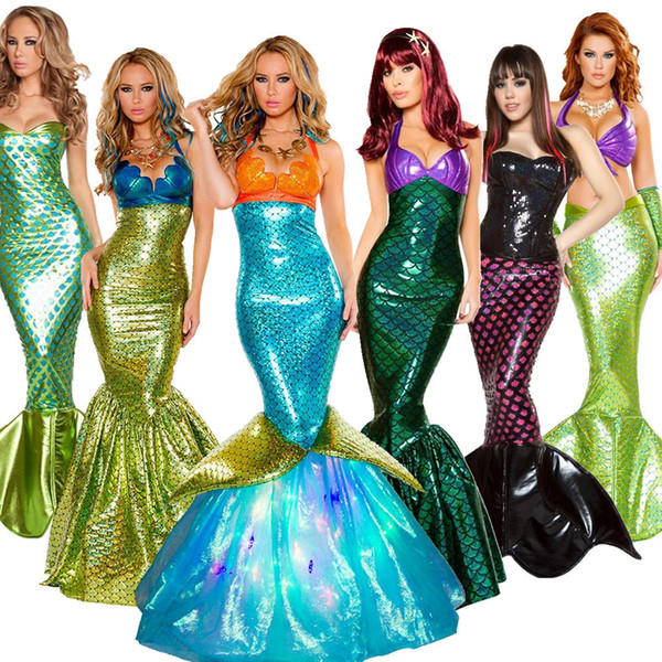 Halloween Costume Cosplay Adult Cosplay Mermaid Princess Dress Sexy Wrap Chest Mermaid Tail Skirt For women