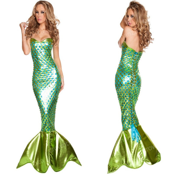 Princess ariel Halloween Party wear dress clothes bar fancy sexy uniforms Mermaid Costume cosplay party carnival green apparel