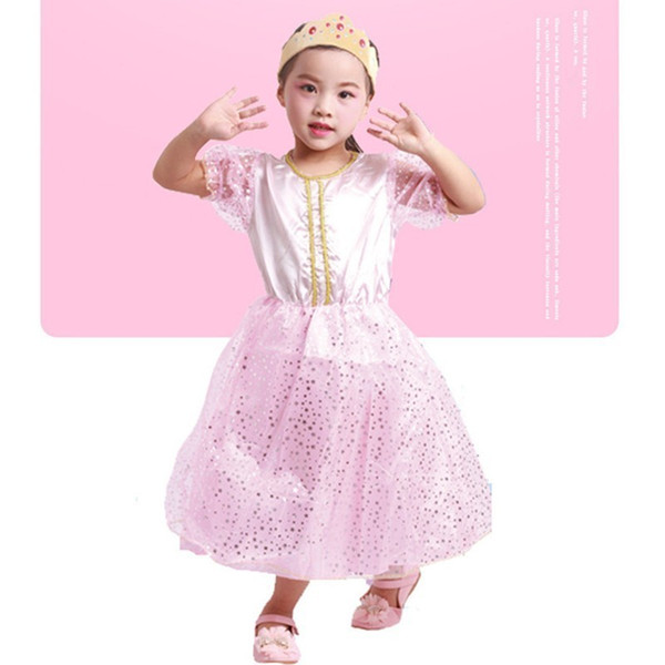 Carnival Girl Dance Pink Colour Summer Princess Dresses Children Show Full Skirt Baby Performance Halloween cosplay Costumes