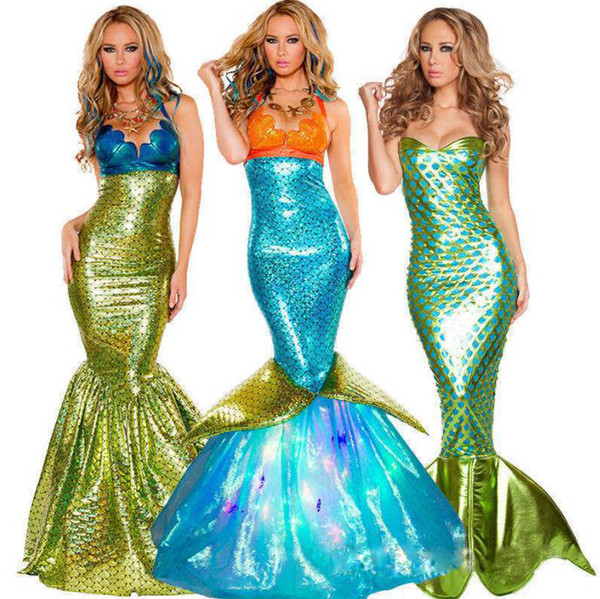 Mermaid Cosplay Dress Performing Photography Halloween Costume Mermaid Dress Adult Sexy Skirt Role Playing Cosplay Clothing Dress 3 Styles