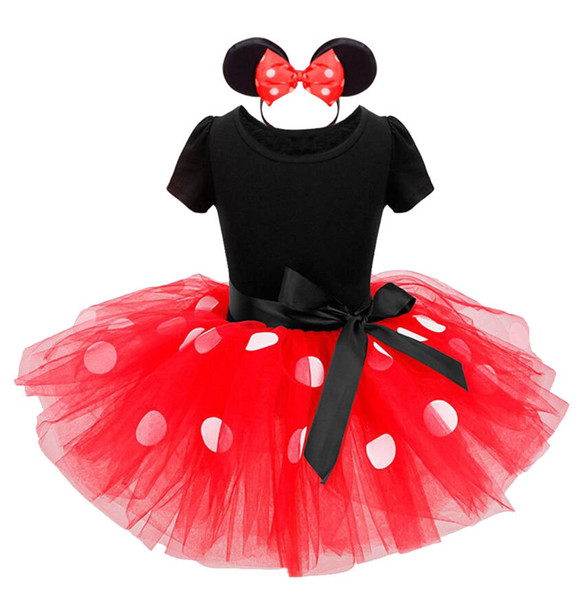 New Years kids Ballet dress Princess Party Costume Infant Clothing Polka Dot Baby Clothes Birthday Christms Girls tutu dress Head band 1034C