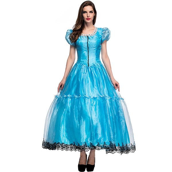 Women Sexy Alice Wonderland Princess Dress Fairy Tale Princess Costumes Halloween Carnival Stage Costume