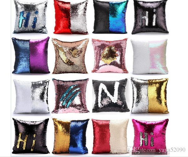 Sequin Pillow Case cover Mermaid Pillow Cover Glitter Reversible Sofa Magic Double Reversible Swipe Cushion cover Home Decorative 38 design