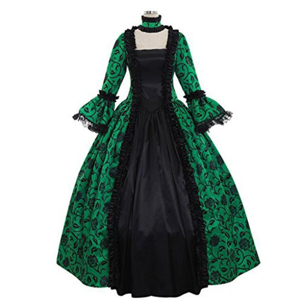 Victorian Gothic Georgian Period Dress Halloween Masquerade Ball Gown Reenactment Clothing