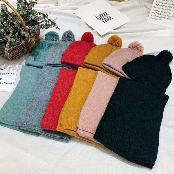 kids brand designer scarf beanie two piece set children knitted hat scarf for fall winter warm boy girl knit wool blend hat scarf