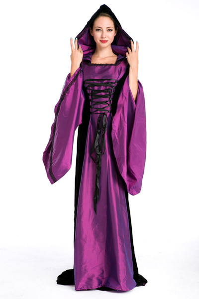 New Arrival Women Dress Purple Vintage European Court Dresses Cosplay Halloween Costumes Party Long Dress Stage Performance Clothing By DHL