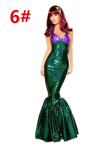 Halloween Costume Cosplay Adult Cosplay Mermaid Princess Dress Sexy Wrap Chest Mermaid Tail Skirt For women 2019