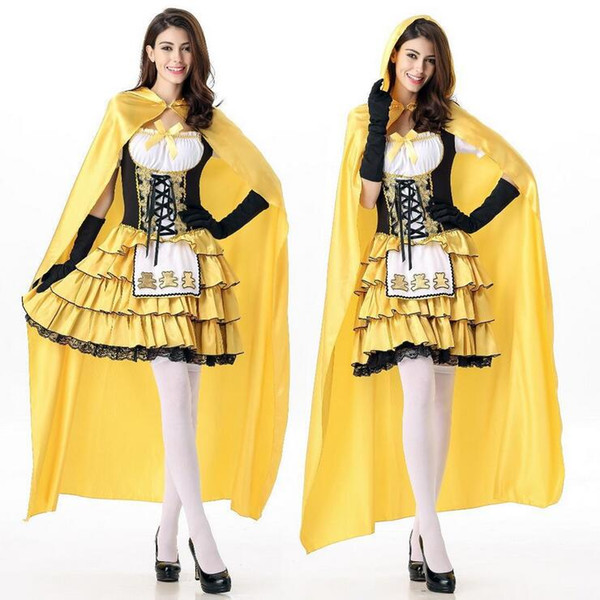 Halloween costumes Cosplay Sexy Yellow Princess Bears Tiered Dress For Women Adult Costume Waist Cincher Top Skirt party Uniform Outfits