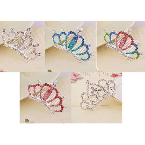 Multicolor Shiny Rhinestone Crown Hair Clip - Children Kids Girls Princess Hairpins Hair Combs Accessories Ornaments Tiaras