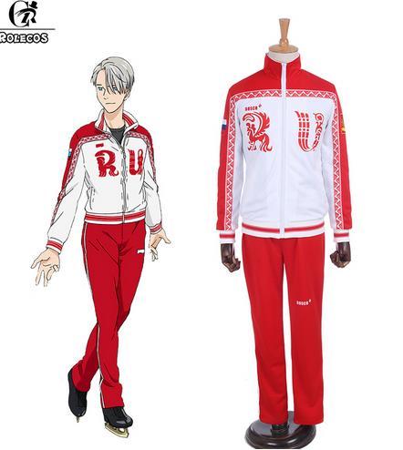 2017 wholesale hotsale New Anime Yuri!!! on Ice Cosplay Costumes Victor Nikiforov Cosplay Clothes Sport Suit Jacket Pants Cosplay Costumes