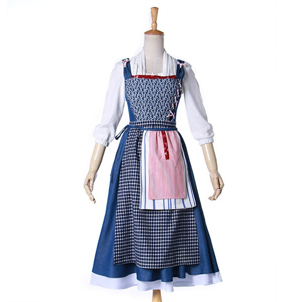 Malidaike Anime Beauty and Beast Cosplay Costumes Belle Costume Cosplay Womens Lolita Maid Dress