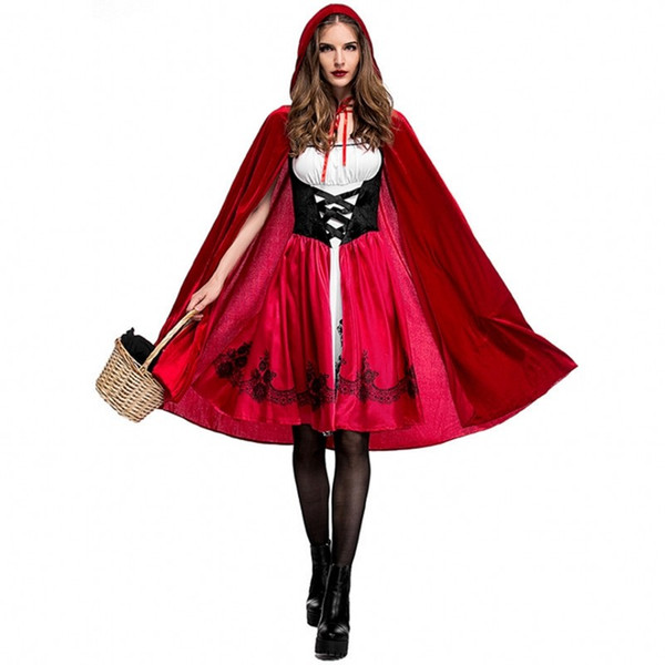 Little red riding hood costume adult Halloween cosplay party dress little red riding hood Queen nightclubs clothing wholesale free shipping