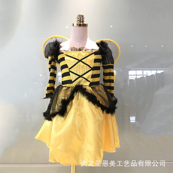 Carnival Summer New Pattern International Children's Day Animal Clothes Show Florea Flowing Skirt Full Dress Mascot Costumes For Kids Bee