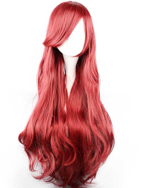 adult Princess Ariel cosplay accessories ariel wig mermaid wig party Wine red Cosplay Wig long cos hair wig