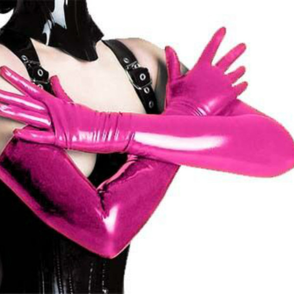 2018 Adult Sexy Long Gloves Black Ladies Hip-pop Fetish Faux Leather Gloves Clubwear Sexy Catsuit Cosplay Costumes Accessory