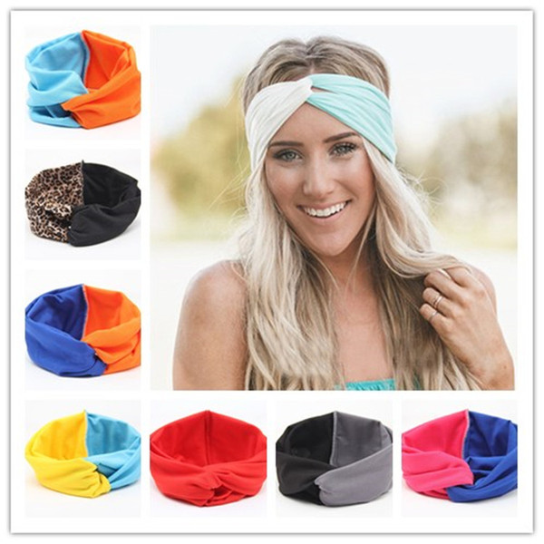 Women Girls Bohemia Headband Head Wrap Ear Warm Hairband Patchwork Color Cross Hair Band Hair Accessories Fashion Elastic Headwrap Hair hoop