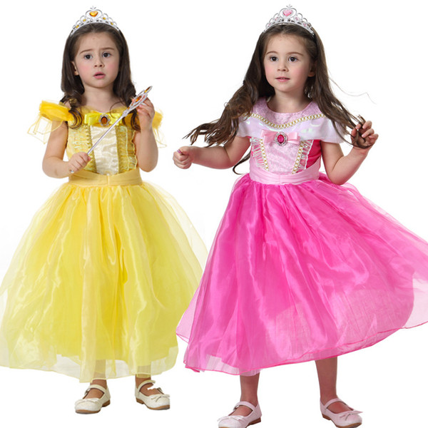 2018 new princess dress pink and red children's clothing hot selling girls summer short-sleeved dress children dresses free shipping