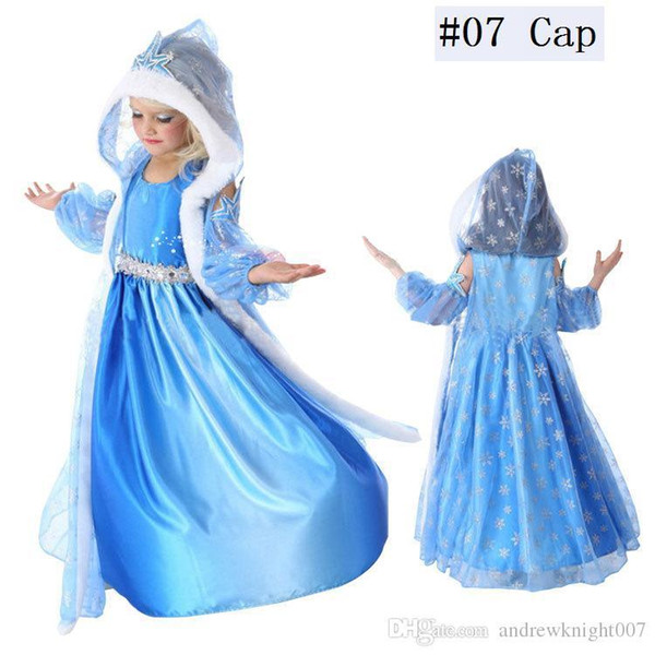 Children Baby Snow Queen Costume Anime Cosplay Dress Princess Dresses With Hooded Cape Blue Fur Cape Dress Ready Stock